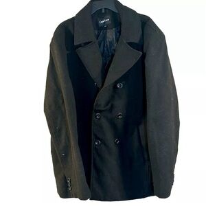 Chou Yatou Men's Classic Double Breasted Wool Blend Pea Coat XXl